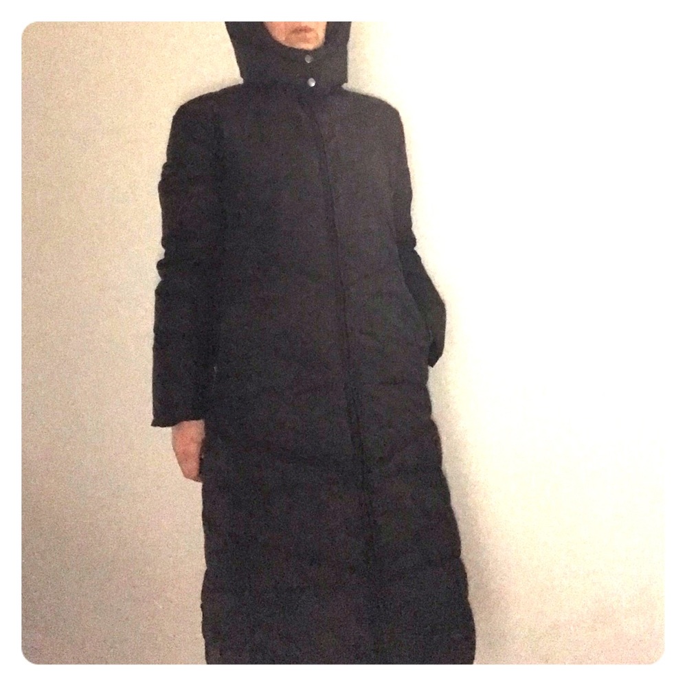 Searle long quilted black winter puffer coat